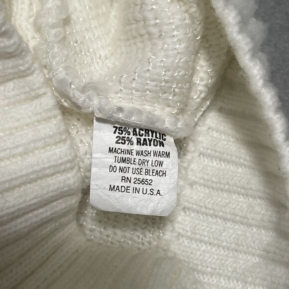 Vintage 80s Area by Tag Sweater Large Off White Acrylic Rayon Blend Made in USA - Picture 3 of 8